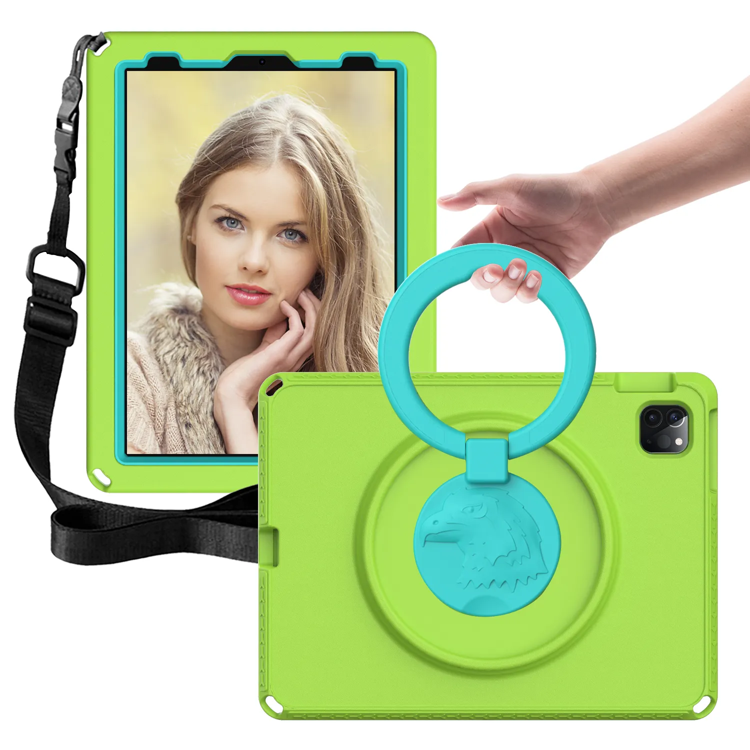 EVA Schaumstoff gehäuse Ring griff Ständer und Schulter gurt eingebauter Displays chutz für iPad Pro 11 9.7 10.2 12.9 mini 2 3 4 5 6 8.3"