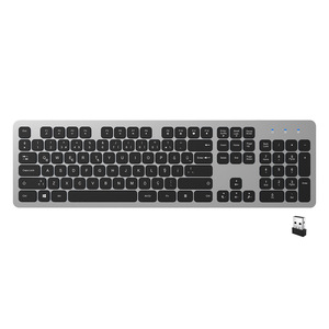 Teclado Bluetooth inalámbrico ultra delgado de 104 teclas para Mac Laptop PC 2,4G Pie de tijera Oficina silenciosa LED retroiluminado Color Chocolate - Product Image 1