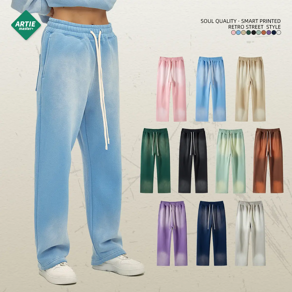 2023 yeni gelenler güz kış Unisex çift eğlence moda ARTIEMASTER batik Vintage boy yüksek sokak Baggy Sweatpants