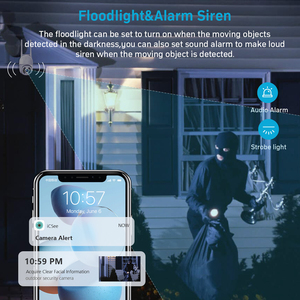 Fabrika toptan 3MP güvenlik kamera ICSee AI insan algılama gece görüş iki yönlü interkom Wifi kameralar açık su geçirmez kam - Product Image 4
