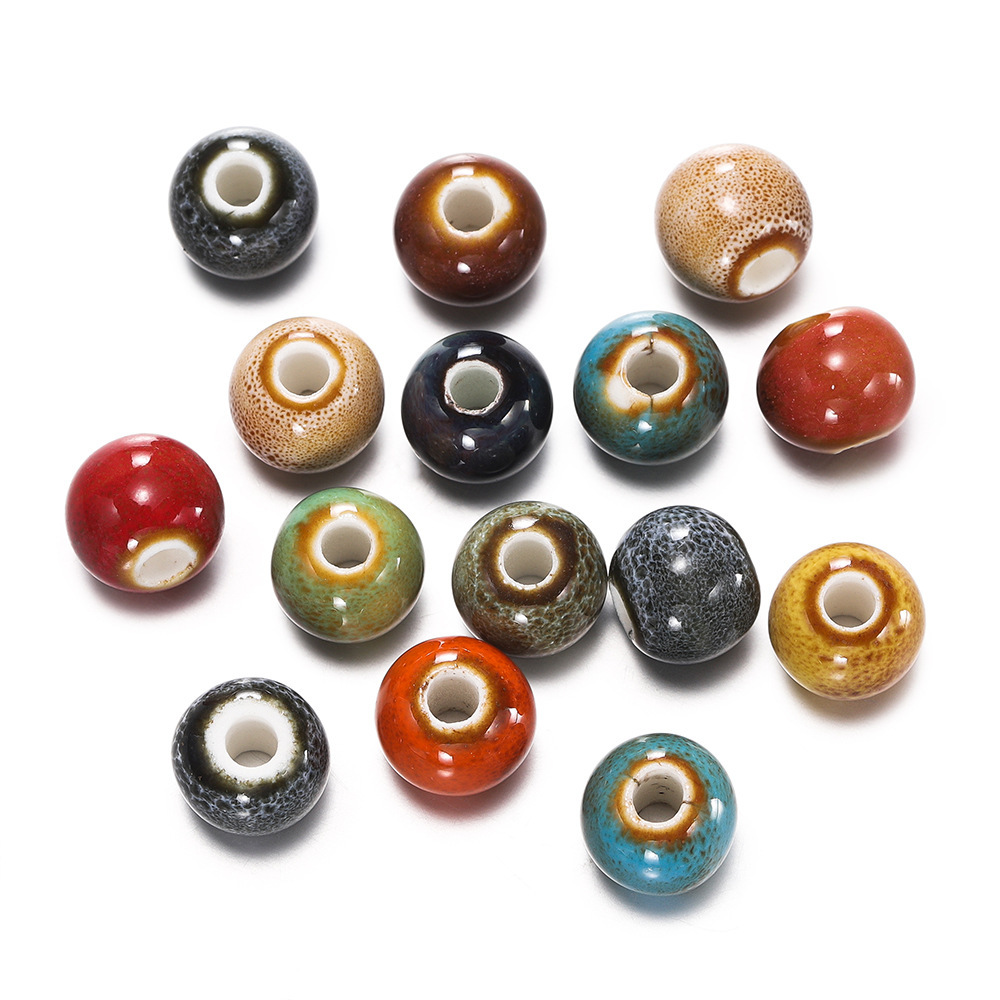 Perles en céramique de couleurs mélangées - glaçure mélangée