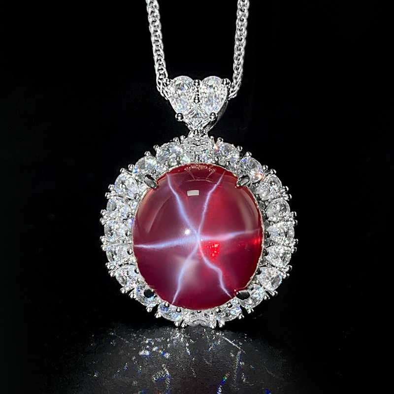 Red corundum six-pointed star light pendant