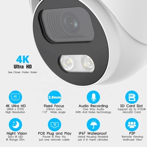 Cámara IP 4K PoE para interiores IP67 Audio impermeable con micrófono Torreta de detección Humana/vehículo 8MP Video doméstico Vigilancia DE SEGURIDAD IR - Product Image 2