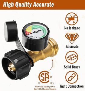 Solid Brass Propane Tank Gauge 3 Colors <strong>Coded</strong> Universal for Cylinder LP Tank Gas <strong>Level</strong> Indicator QCC1/Type1 Connection - Product Image 3
