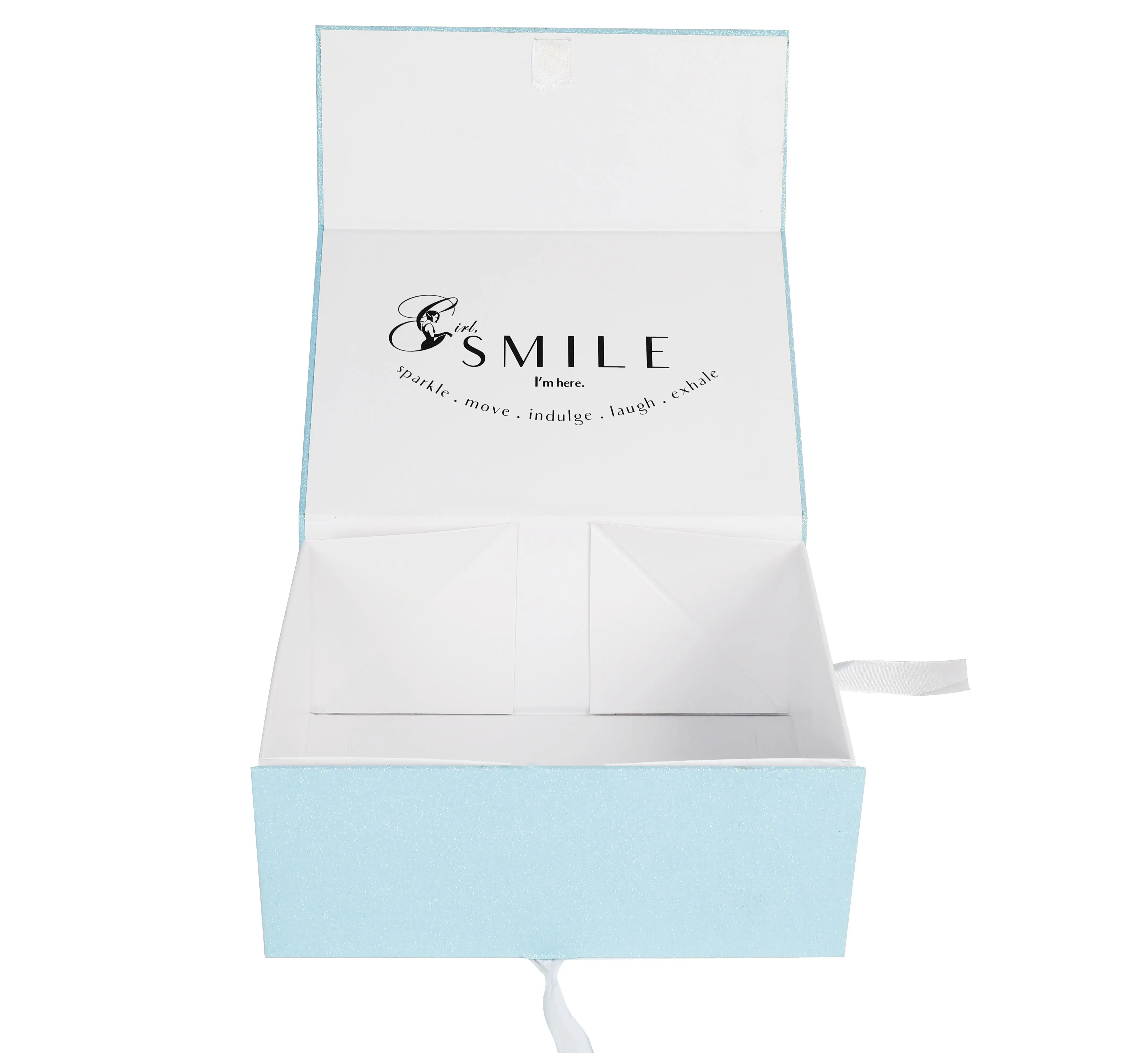 Boîte de vêtements en carton de stratification a4 mat, logo personnalisé de haute qualité, boîte pliante avec nœud de ruban