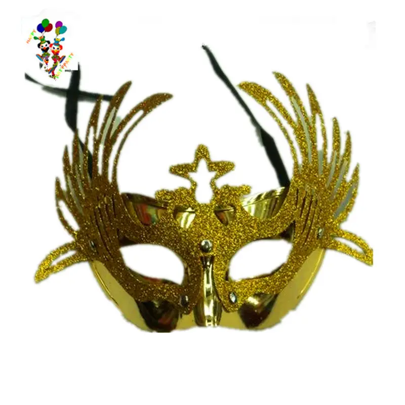 Maschere per feste in maschera con Glitter dorati a buon mercato veneziane HPC-2677