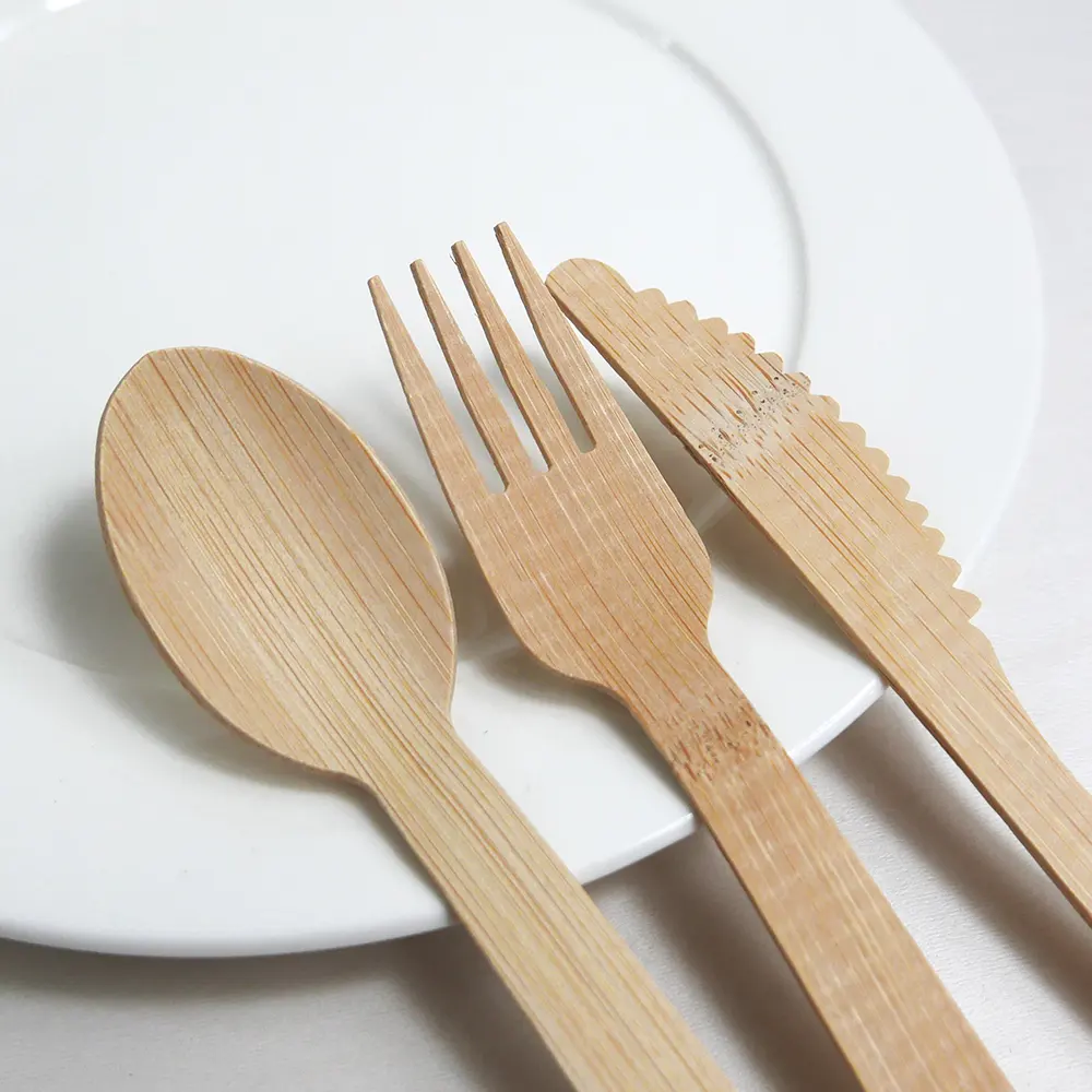 Factory price wholesale degradable natural bamboo fiber material tableware disposable bamboo spoon