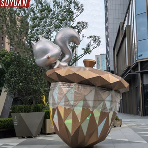 Açık dekorasyon için Modern sanat paslanmaz çelik sincap Sculpture-3D döküm hayvan heykeli - Product Image 3