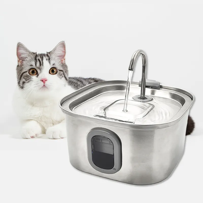 Nuevo alimentador de agua para gatos de acero inoxidable de 3,2 capacidad, fuente de agua automática para mascotas para perros y gatos