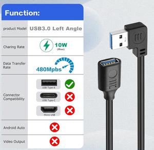 90 derece USB 3.0 uzatma kablosu tip A erkek kadın ile On/Off güç anahtarı Cablefor LED şeritler, USB Fan, dizüstü bilgisayarlar, TV 1FT - Product Image 3