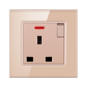 英国-スイッチ付き電源プラグ、ガラスパネル、インジケーター付き英国標準電源ソケット、13A、86x86mm - Product Image 1