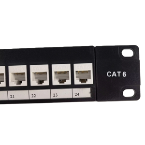 CAT6 Venta directa de fábrica RJ45 UTP sin herramientas 24 puertos Red Modular Patch Panel 1U Cat6 Keystone Jack Patch Panel - Product Image 4