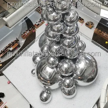 Boule à miroir gonflable suspendue ballon sphère géante or argent coloré extérieur boule à miroir disco boules métalliques gonflables