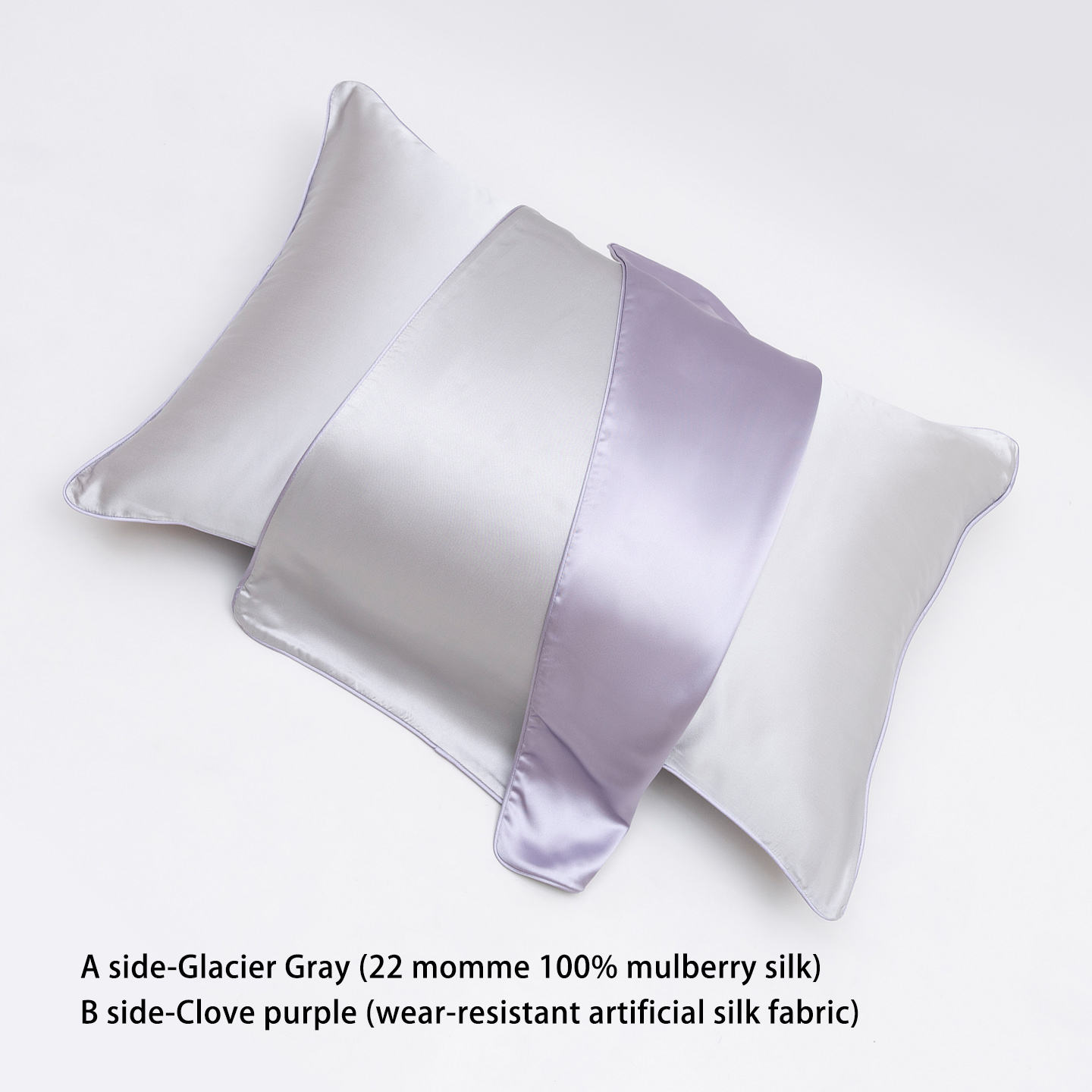 Glacier Grey / Lilac Purple 22momme Mulberry Silk pillow case