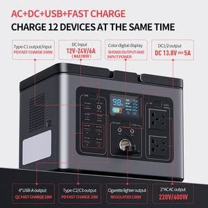 Portable 600W Car Jump Starter AC 220V Solar Power System High Capacity Camping Electric Power Station Display Charging <strong>Function</strong> - Product Image 5