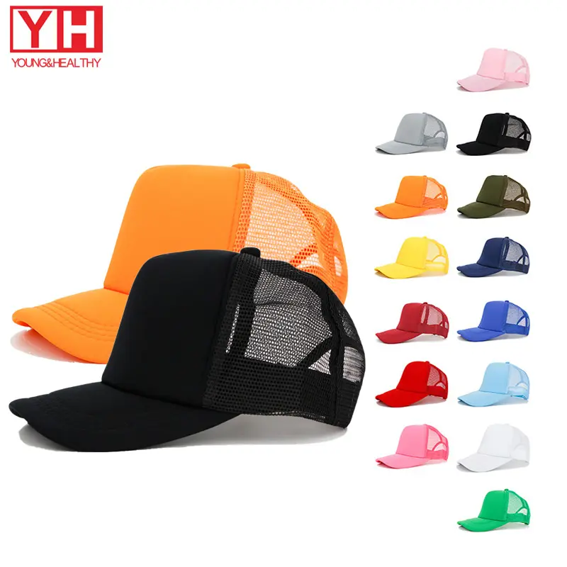 Cappello in gommapiuma di alta qualità poliestere 100% traspirante in esecuzione tinta unita da uomo personalizzato ricamato cappellini da camionista cappelli in rete