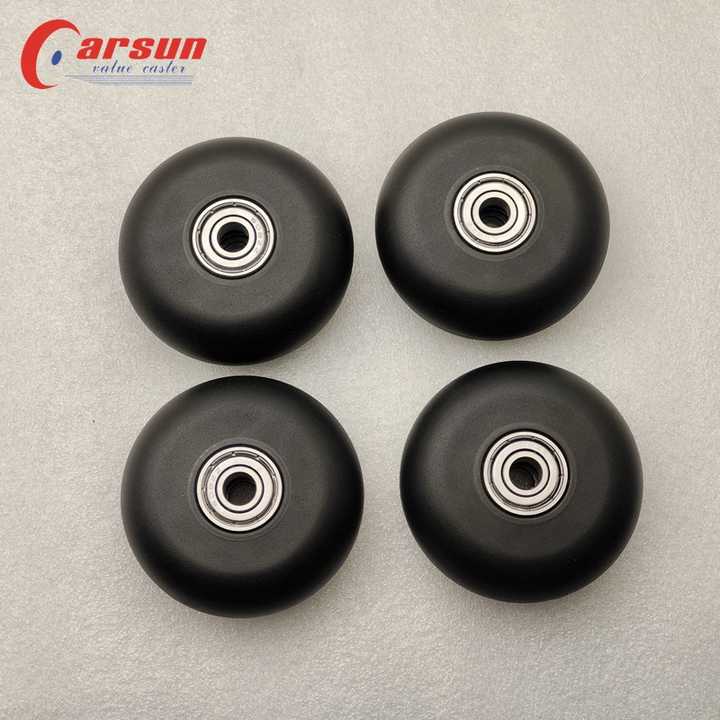CARSUN Plastic Solid PU Wheel 64x24mm Black Polyurethane Tire 608 Double Ball Bearing