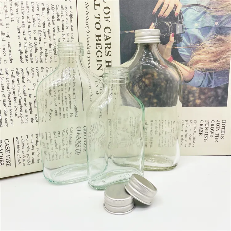 Botellas de vidrio transparente para bebidas, 100ml, 200ml, 250ml, venta al por mayor