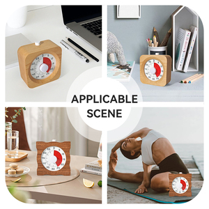 EMAF Temporizador Study Pomodoro Timer da tavolo promemoria quadrato 60 minuti conto alla rovescia da cucina Timer in legno per bambini - Product Image 3