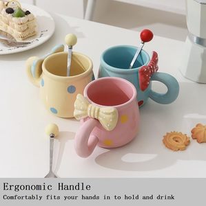ถ้วยเซรามิกลายจุดพร้อมคันชักแก้วสำหรับเลี้ยงน้ำชาและกาแฟตกแต่งบ้าน - Product Image 4