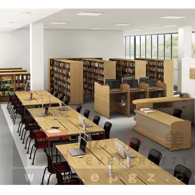 Mesa de lectura para biblioteca, mueble escolar, mesa plegable