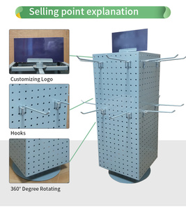 Benutzer definierte Tischplatte 4 Seiten Metall Small Counter Peg board Drehbare Schlüssel anhänger Displayst änder mit Schild für den Einzelhandel - Product Image 4