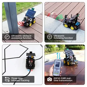 Tscinbuny Equipo Educativo Múltiples Sensores Carga Solar Robot car kit ESP32 CAM Solar kit para Arduino