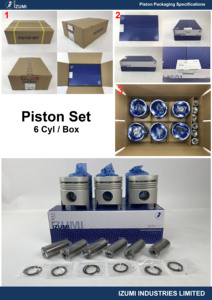 Inşaat makine parçaları <span class=keywords><strong>6</strong></span> silindir 105mm S6D105 dizel motor pistonu Set 6137-32-2110 6137322110