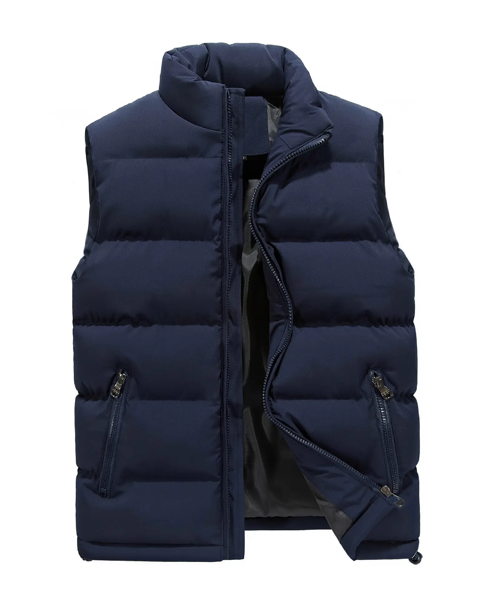 Vente en gros OEM/ODM gilet léger décontracté en duvet de canard veste hiver chaud gilet en polyester noir sans manches veste homme sans capuche