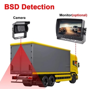 BSD <strong>Monitor</strong> Security Backup Camera System 4-channel Camara Quad Screen Blind Spot Motion 360 View DC12V for Car Reverse Aid