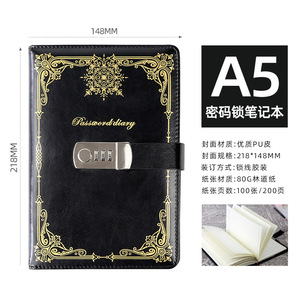 สมุดโน้ตแบบสันห่วง <span class=keywords><strong>A5</strong></span> พร้อมรหัสล็อค ปกผ้าแคนวาส สมุดบันทึกปกแข็ง สำหรับธุรกิจ ลดราคาพิเศษ - Product Image 6