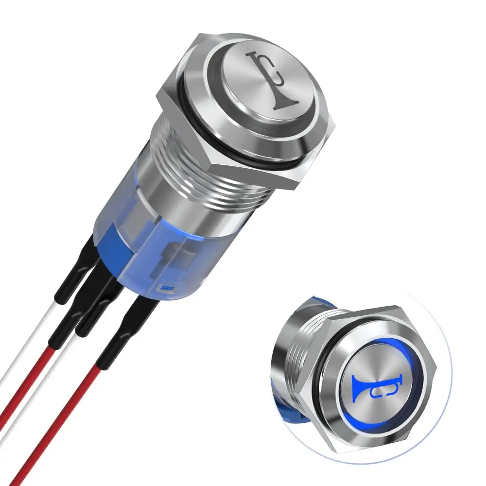 Momentary Loa Horn push button chuyển 16mm 12V cao-cap 1no1nc spdt Off/On IP67 không thấm nước bằng thép không gỉ pushbutton chuyển đổi