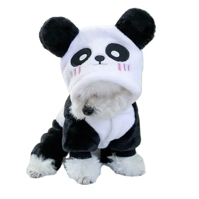 Lindo perro Cosplay Panda ropa de invierno Fleece Ear Hoody pulóver abrigo cálido disfraz para mascota pequeña Chihuahua cachorro chaqueta encantadora