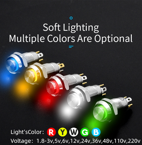 6Mm 8Mm 12Mm 16Mm 22Mm Bi-Màu Kim Loại Chỉ Số Ánh Sáng Không Thấm Nước Đèn Tín Hiệu 6V 12V 24V 220V Dây Chỉ Số Đèn - Product Image 6