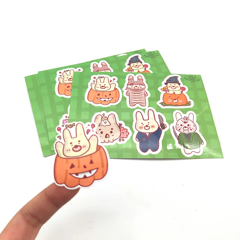 Kawaii Adhesive Kiss Cut Sticker Sheets,Printing Custom Design Personalized Vinyl Sticker Sheet