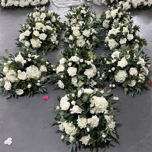 קישוט חתונה מותאם אישית מספק קשת חתונה פרחים צמחייה חתונה ירוק רקע על תפאורה לטקס - Product Image 3