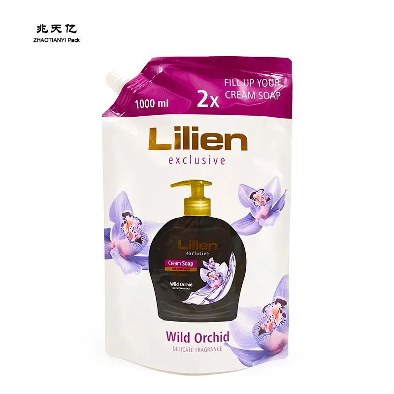 Penjualan Langsung Pabrik Kosmetik Cerat Doypack Tas Kantung Berdiri Isi Ulang Cairan Ramah Lingkungan Lebar 5Liter dengan Cerat