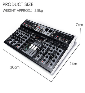 UX08เครื่องผสมสัญญาณเสียง8ช่องสัญญาณ16เอฟเฟกต์เสียงสะท้อนดิจิตอลอีควอไลเซอร์สามแบนด์พร้อม USB + 48V Phantom คอนโซลผสมพลังงานโลหะ - Product Image 5