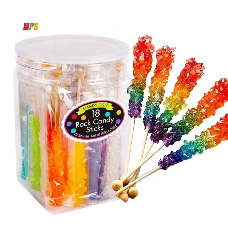 Fantasia Multicolor Café Sugar Sticks Rock Candy Envolvido Individualmente Vegan Rock Candy Crystal Stick Bulk