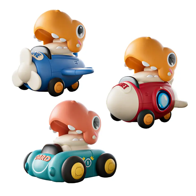 2023 Best Seller Cute Cartoon Toy Car With Press And Go Function Dinosaur Car Toy Rocket Kids Free Wheel Gliders