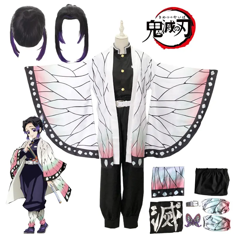 Disfraz de Cosplay de Demon Slayer para mujer, ropa de Kimetsu no Yaiba, capa, Halloween, Carnaval, conjunto de peluca
