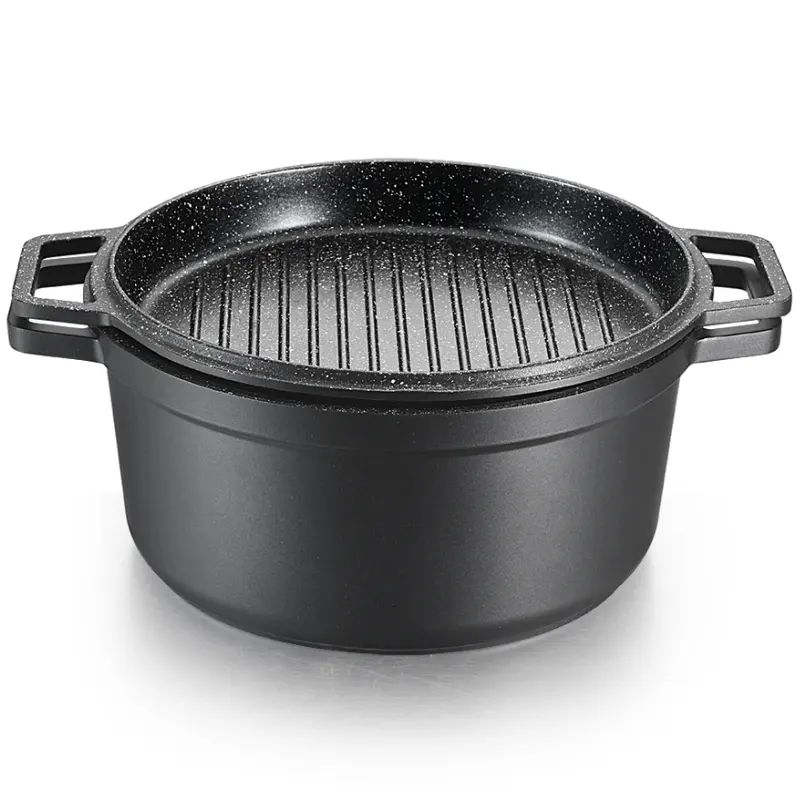 hot Amazon Custom die cast non stick cookware Rectangular aluminum roaster with hole induction