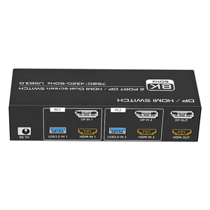 SY 8K HDMI显示端口KVM交换机2 PC 2监视器8K @ 60hz DP 1.4 HDMI 2.1 USB 3.0 KVM交换机双监视器