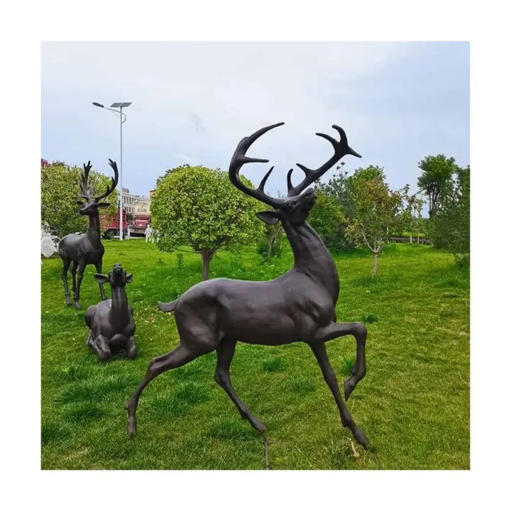 Decorazione esterna del giardino di alta qualità lungo corno alce bronzo cervo bronzo scultura animale