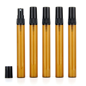 2ml 3ml 5ml 10ml Refillable <strong>Perfume</strong> Alcohol Sample Vial Glass Brown Amber Essential Oil Bottle With Atomizer Spray - Product Image 3