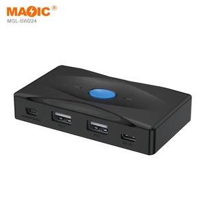USB2.0打印机分享器手动USB2.0开关打印机电缆分路器2输入4监视器输出