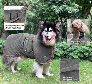 マイクロファイバー素材速乾性犬用バスローブ犬用乾燥コートバスローブタオル - Product Image 4