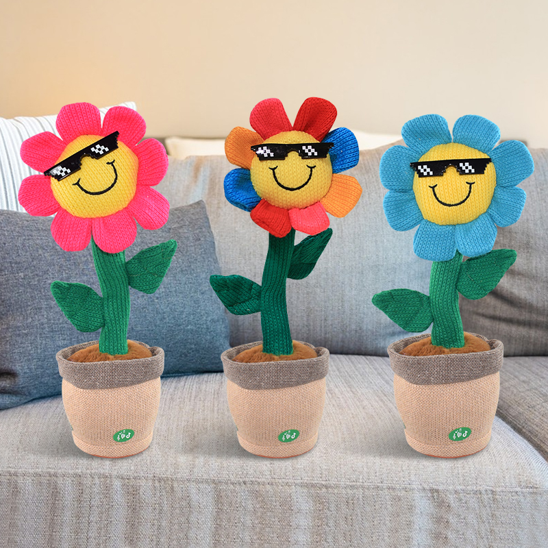 custom musical flower dancing toys funny electric dancing plush sunflower toy classic stuffed cactus toys