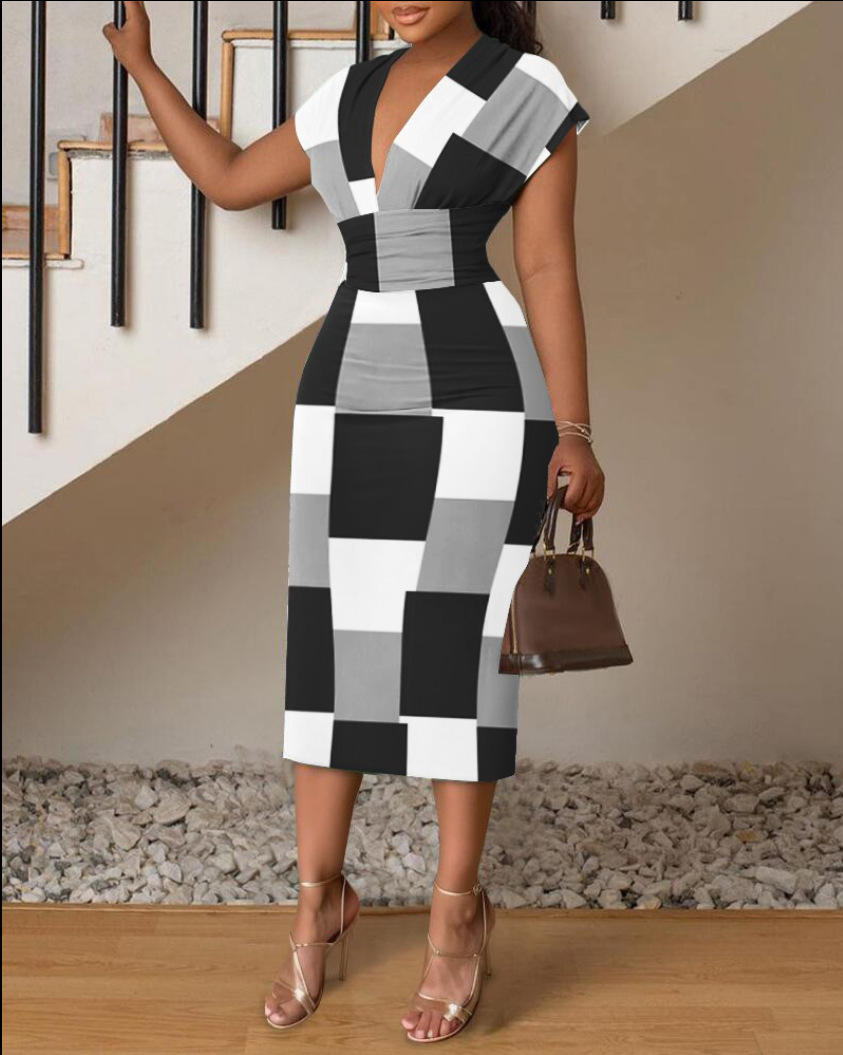 Black and white checkered print