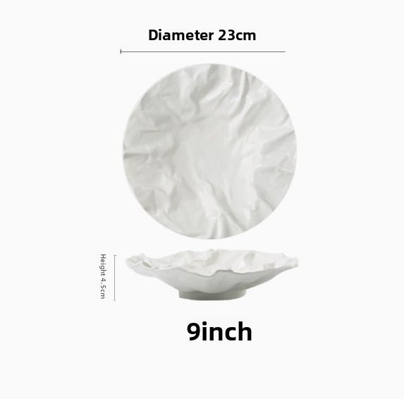 Deep white patterned plate 9inch white
